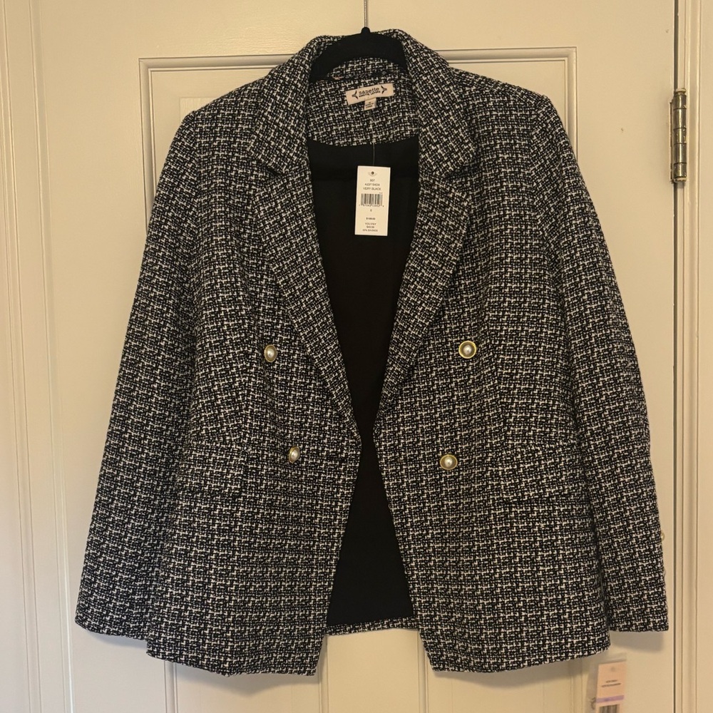 Nanette Lepore Black and White Textured Blazer